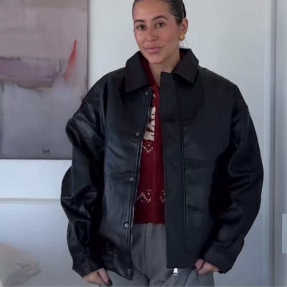 Lioness Black Leather Jacket with Oversized Fit